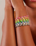 Neon Pig Snout Chain Bracelet Rainbow Candy Color Women Beaded