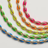 Neon Pig Snout Chain Bracelet Rainbow Candy Color Women Beaded