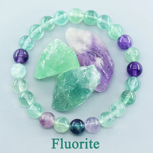 Fluorite Bracelet Natural Stones 6 8 10mm Bead Charm Jewelry for Women