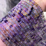 Fluorite Roundelle Faceted Purple 5/6/7mm Loose Beads Nature Gemstone