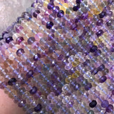 Fluorite Roundelle Faceted Purple 5/6/7mm Loose Beads Nature Gemstone
