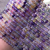 Fluorite Roundelle Faceted Purple 5/6/7mm Loose Beads Nature Gemstone