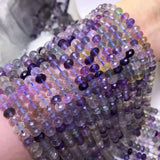 Fluorite Roundelle Faceted Purple 5/6/7mm Loose Beads Nature Gemstone