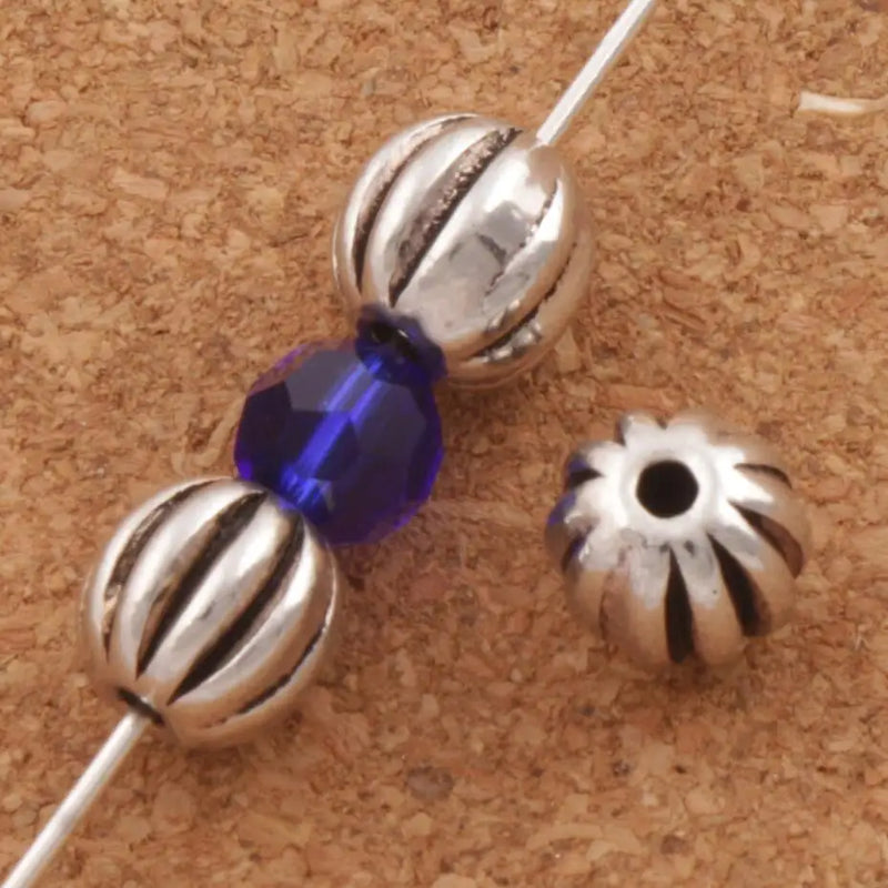 Fluted Corrugated Round Zinc Alloy Rondelle Spacer Beads L628 7.5x7.73mm