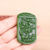 Green Jade Pendant Necklace Hand Carved Charm Amulet Accessories