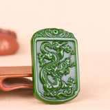 Green Jade Pendant Necklace Hand Carved Charm Amulet Accessories
