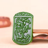 Green Jade Pendant Necklace Hand Carved Charm Amulet Accessories