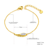 Angel's Wings Charm Bracelet Stainless Steel Rhinestone Jewelry FB23006