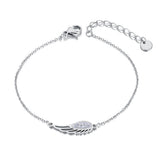 Angel's Wings Charm Bracelet Stainless Steel Rhinestone Jewelry FB23006