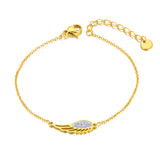 Angel's Wings Charm Bracelet Stainless Steel Rhinestone Jewelry FB23006