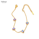 Heart Chain Bracelet 18K Plated Stainless Steel Charm Jewelry