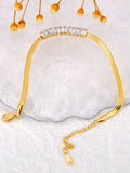 CZ Crystal Snake Chain Bracelet 18K Plated Stainless Steel Charm Jewelry