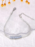 CZ Crystal Snake Chain Bracelet 18K Plated Stainless Steel Charm Jewelry