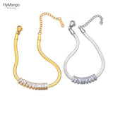 CZ Crystal Snake Chain Bracelet 18K Plated Stainless Steel Charm Jewelry