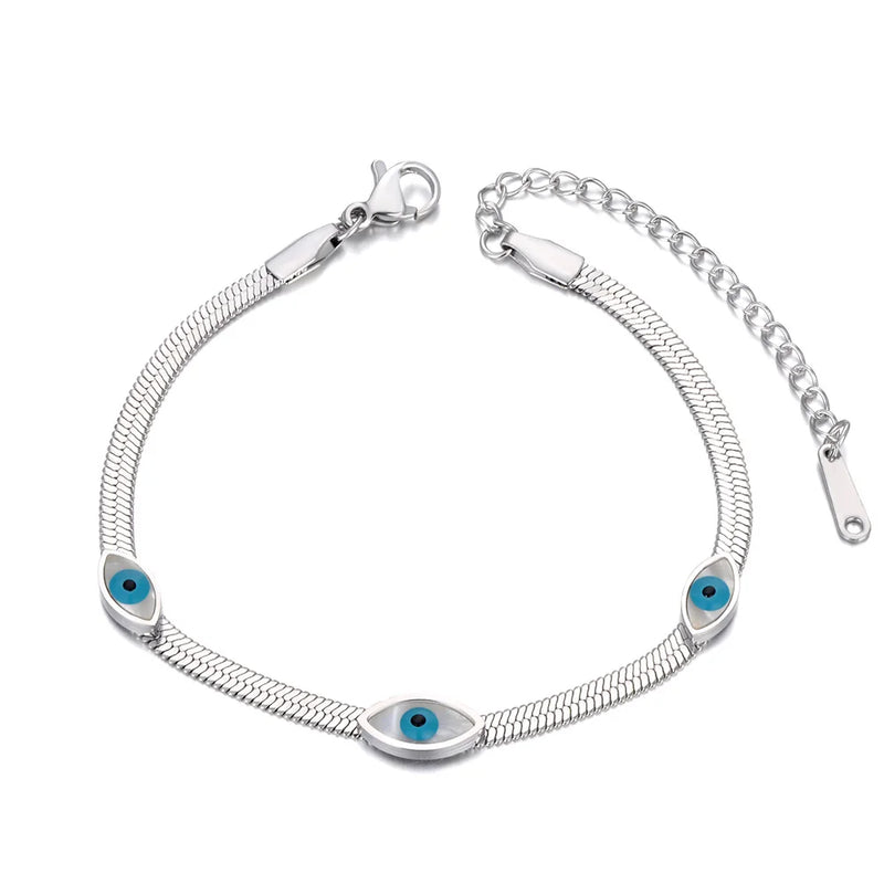 Stainless Steel Eye Charm Bracelet Snake Chain Jewelry