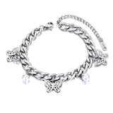 Stainless Steel Butterfly Charm Bracelet for Women