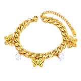 Stainless Steel Butterfly Charm Bracelet for Women