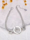 Stainless Steel Roman Numeric Circle Chain Bracelet Bangle Charm