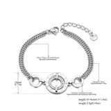 Stainless Steel Roman Numeric Circle Chain Bracelet Bangle Charm