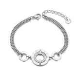 Stainless Steel Roman Numeric Circle Chain Bracelet Bangle Charm