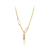 Stainless Steel CZ Crystal Charm Pendant Necklace Hiphop/Rock Link Chain Jewelry