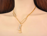 Stainless Steel CZ Crystal Charm Pendant Necklace Hiphop/Rock Link Chain Jewelry