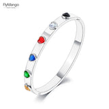 Colorful CZ Heart Bangle Bracelet for Women
