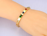 Colorful CZ Heart Bangle Bracelet for Women