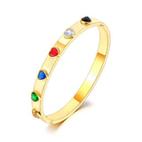 Colorful CZ Heart Bangle Bracelet for Women