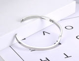 Titanium Stainless Steel Sparkling CZ Crystal Cuff Bracelet