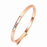 Titanium Stainless Steel Sparkling CZ Crystal Cuff Bracelet