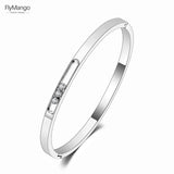 Titanium Stainless Steel Sparkling CZ Crystal Cuff Bracelet