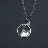 925 Silver Chinese Style House Moon Pendant Necklace Women