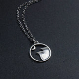 925 Silver Chinese Style House Moon Pendant Necklace Women