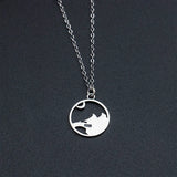 925 Silver Chinese Style House Moon Pendant Necklace Women