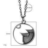 925 Silver Chinese Style House Moon Pendant Necklace Women