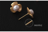 925 Silver Freshwater Pearl Flower Stud Earrings