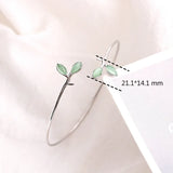 925 Silver Opal Leaves Buds Open Bracelet for Women