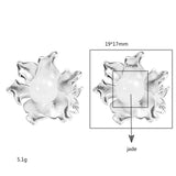 925 Silver Jade Flowers Stud Earrings Chinese Style Jewelry