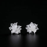 925 Silver Jade Flowers Stud Earrings Chinese Style Jewelry