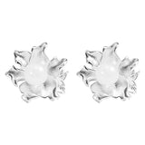 925 Silver Jade Flowers Stud Earrings Chinese Style Jewelry
