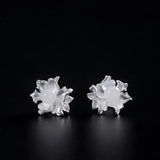 925 Silver Jade Flowers Stud Earrings Chinese Style Jewelry