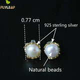 925 Silver Pearl Flowers Stud Earrings Ethnic Lady Jewelry