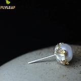 925 Silver Pearl Flowers Stud Earrings Ethnic Lady Jewelry