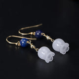 Vintage Lapis Lazuli Jade Earrings 925 Sterling Silver Drop Earrings
