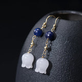 Vintage Lapis Lazuli Jade Earrings 925 Sterling Silver Drop Earrings