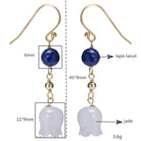 Vintage Lapis Lazuli Jade Earrings 925 Sterling Silver Drop Earrings