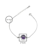 Natural Amethyst Stone Circle Bracelet 925 Sterling Silver Women's Fine Jewelry