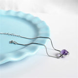 Natural Amethyst Stone Circle Bracelet 925 Sterling Silver Women's Fine Jewelry