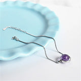 Natural Amethyst Stone Circle Bracelet 925 Sterling Silver Women's Fine Jewelry